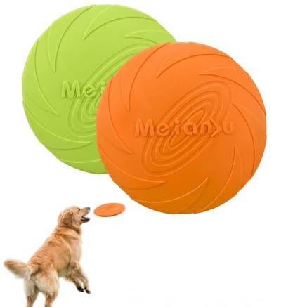 YIPFEN Hundefrisbee 2 Stück 15cm Silikon – Zahnfreundlich & Robust für Wurfspiele, Training & Spaß im Freien. Langlebiges Hundespielzeug Orange Grün