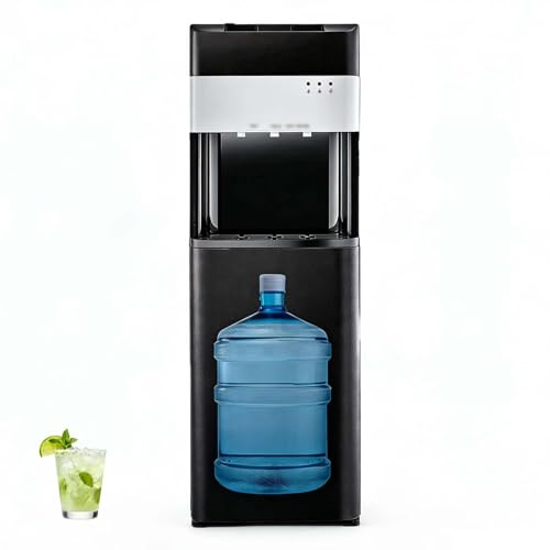 CUTANGELAR No Lift Water Dispenser Bottom Loading, Hot And Cold Water Cooler With Child Safety Lock, 500w Fast Heating Up To 203°F, 3 Temperature Settings, Freestanding Unit For Home Office
