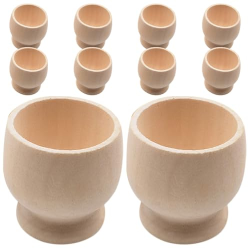 BCOATH Porta Uovo Pasqua in Legno Beige 10 Pezzi, Materiale Sicuro e Dipinto a Mano, per Feste Festive e Decorazioni Fai-da-te