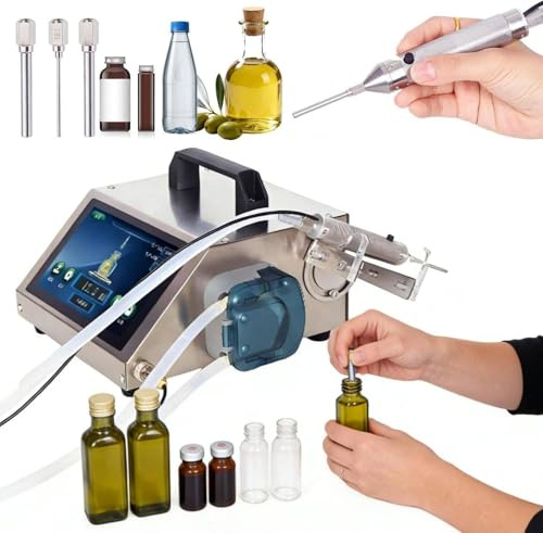 1-100ML liten flaskpåfyllningsmaskin, automatisk vätskepåfyllningsmaskin, med digital pekskärm, med handhållen kontrollbrytare, för eterisk olja, ögondroppar, parfym HD1370