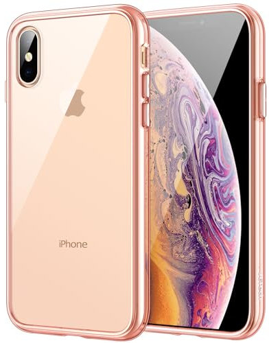 JETech Hülle für iPhone XS Max 6,5 Zoll, Nie Vergilbung Handyhülle Stoßfest, Schutzhülle Anti-Kratzt Transparent Rückseite (Roségold)