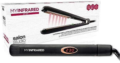 Salon Studio Professional - MyInfrared Piastra A Infrarossi Professionale con Lamine Strette 25 mm - Controllo Temperatura 90-230°C e Riscaldamento Rapido - Styling Capelli Lisci e Capelli Mossi