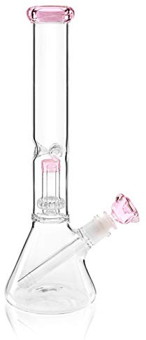 RORA 14.5mm Glass Bongs - Recycler Glass Water Pipe Downstem Bowl Accessory with 13inch Tall (Pink)