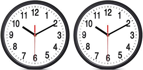 Tebery 2 Pack 10 Inch Silent Non Ticking Wall Clock, Quartz Battery Operated Clock, Easy to Read with Modern and Elegant Design