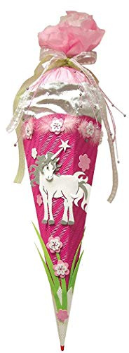 ROTH Schultüten-Bastelset mit Sound-Effekt - Einhorn68cm 6-eckig Rot(h)-Spitze Kreppverschluss