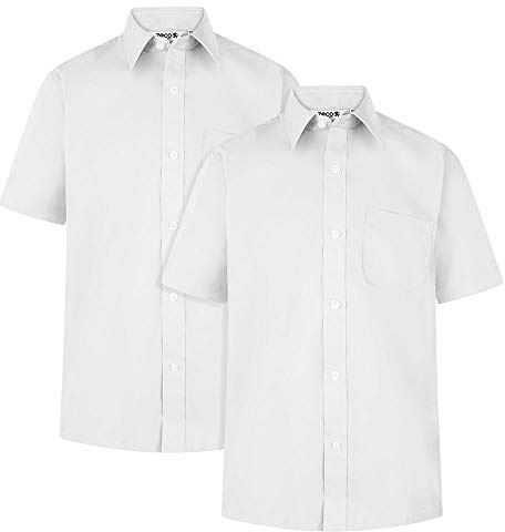 (2 Pack) Boys Short Sleeve Sleeve, Non Iron School Shirts (3-16+ Years)