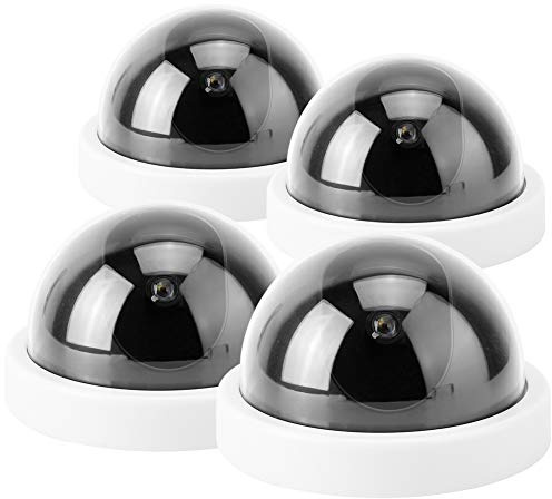 Dummy dome kamera, CCTV simuleringskamera Dummy falsk övervakningskamera, 4-delad dome simulering kamera CCTV dummy falsk övervakningskamera med blinkande LED-ljus (vit)