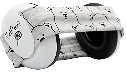 EciPeci Hörselskydd för Barn, Enkel Komfort, Kapselhörselskydd för Småbarn med Särskilt Mjuk och Lätt Design, Idealisk för det Känsliga Babyhuvudet, Panda Grå