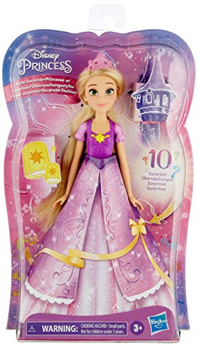 Disney Prinzessin Überraschungsstyles Rapunzel Modepuppe mit 10 Modeaccessoires, Spielzeug mit Überraschungen für Mädchen ab 3 Jahren
