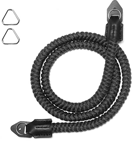 ORMY CAM Camera Shoulder Strap (550 Paracord) - Suitable for Nikon Canon Sony Panasonic Fujifilm Olympus, DSLR SLR Mirrorless Camera - Comfortable, Non-Slip, Durable (Black)