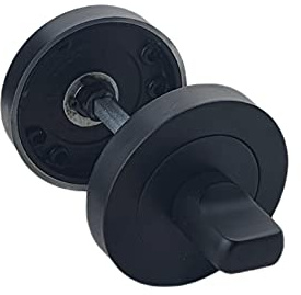Golden Grace Bathroom Thumb Turn & Release Set, 50mm Rose, Matt Black | Includes fixing screws for simple installation, with a concealed rose plate that works with deadbolts or mortise locks.