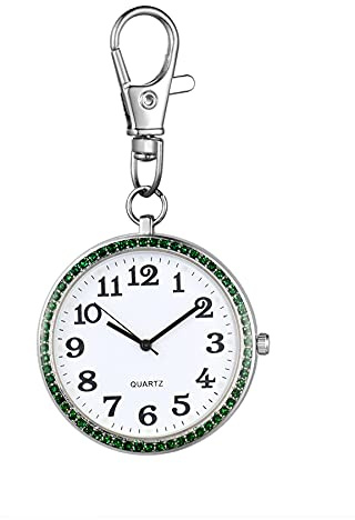 JewelryWe montre d'Infirmière Homme Femme - Surface de Chiffres Arabes & Porte-clés Sac à Dos Boucle & Boîtier en Diamant Complet Simple et Élégant