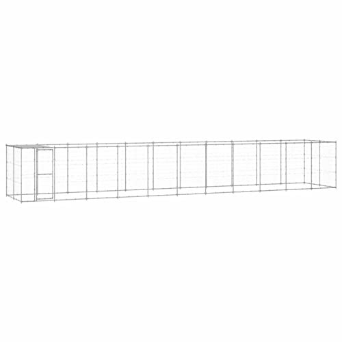 Susany Outdoor-Hundezwinger Stahl mit Überdachung und Türen Hundehütte Hundezwinger Stahlkonstruktion Hundekäfig abschließbare Klapptür Hundehaus Freilaufgehege Verschließbares Riegelsystem 26,62 m²