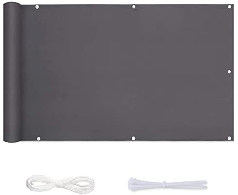 MYUANH Balkonabdeckung 0.9x4m UV-Schutz Balkonsichtschutz PES UV-Schutz Balkonverkleidung wetterfester in div. Größen & Farben für Balkongeländer Garten, Dunkelgrau