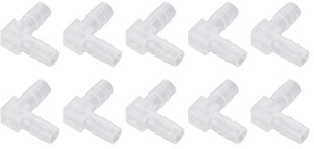 Kadimendium 10 Stücke Ellenbogen Schlauchtülle Kunststoff L Form Fitting 90 Grad Gleicher Widerhaken Adapter Schlauchverbinder Adapter für Aquarium(8mm)