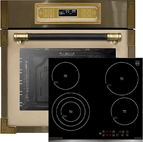 Kaiser Cuisinière EH 6726 ElfAD + KCT 6703 F Rétro Encastrable Four 80L Kit de four électrique + Plaque de cuisson vitrocéramique 60 cm Verre Noir 4 zones de cuisson
