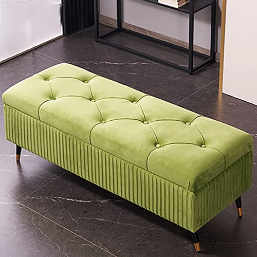 LJCM Moderner Sitzhocker Mit Stauraum, Samt, Grün, 110x45x45cm(43x18x18inch)