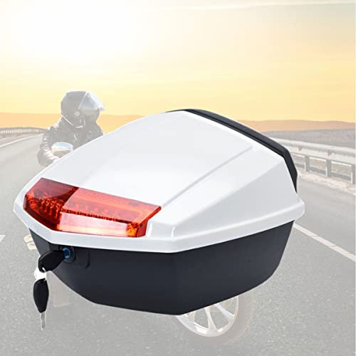 Wnanch Top Case Universell Für Roller 36L Topcase Motorradkoffer Mit Rückenlehne Und Befestigungshalterung, Wasserdicht Sehr Haltbar (Color : Weiß)