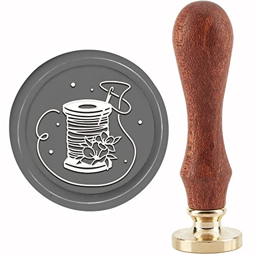 craspire Nähwachs-Siegelstempel Nadel Siegellackstempel Blumen 30 mm Retro Vintage Abnehmbarer Messing-Stempelkopf Mit Holzgriff Für Einladungskarte Geschenkverpackung