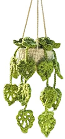Cute Potted Plants Crochet Car Hanging Basket Hanging Plant for Car Decor
