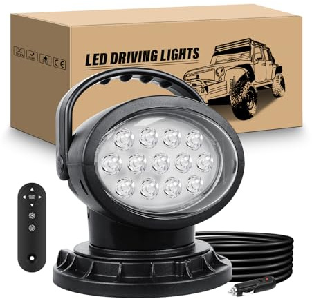 RIGIDON Led Arbeitsscheinwerfer mit Magnetfuß, 38W 3800LM Suchscheinwerfer | 12V 24V Spot Offroad Beleuchtung, Fernbedienung, Zigarettenanzünder, 2.7 meter Kabel für Auto SUV ATV Traktor LKW KFZ Boot