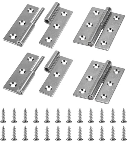 SWAWIS 4 Pezzi Cerniere Rimovibili, 7.5 * 5cm Cerniera in Acciaio Inox 304 con Viti, Cerniera per Porta a Sinistra per Uso Interno ed Esterno Industria del Mobile