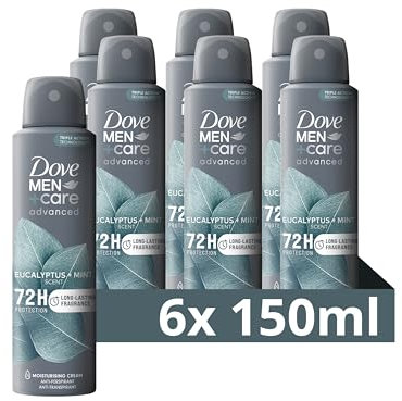 Dove Dove Men + Care Deodorant Eukalyptus und Minze Spray Advanced Care, Deodorant für Herren, mit 1/4 Feuchtigkeitscreme, feuchtigkeitsspendende und hautfreundliche Formel, Schutz bis zu 72 Stunden,