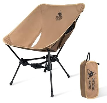 OneTigris TIGERBLADE Campingstuhl faltbar 150 kg, Klappstuhl Camping leicht Dreiecksrahmen, Faltstuhl Ultraleicht, mit 2 Seitentaschen für Outdoor, Wandern (Kojote Braun)