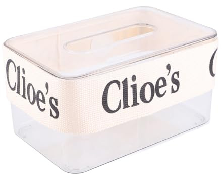 Glomora taschentücher Box, 18×11.8×9.7cm Rechteckige Acryl Transparenter DIY-Taschentuchbox-Halter Mit Gurtband für Schlafzimmer Esszimmer Büro Badezimmer Küche und Autos