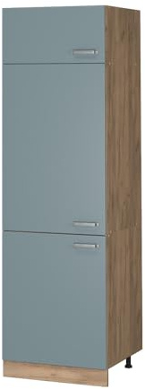 Vicco Kühlumbauschrank R-Line, Blau-Grau, 60 cm | 3 Türen · ✓ Kühlschranknische · Höhenverstellbare Füße · 1 Einlegeboden · ✓ Frei kombinierbar
