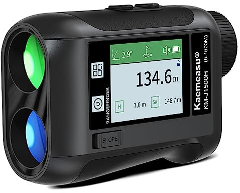 SIUKE Misuratore di distanza del telemetro da golf 600M / 800M / 1200M / 1500M con touch screen LCD Ingrandimento 6,5X Telemetro ricaricabile USB con funzione di pendenza dell'altoparlante Blocco