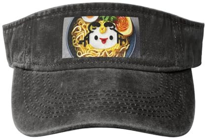 Casquette pare-soleil en denim imprimé fruits frais et juteux - Design unisexe polyvalent - Pour les activités de plein air et le quotidien, Coquetier nouilles ramen, One Size-L