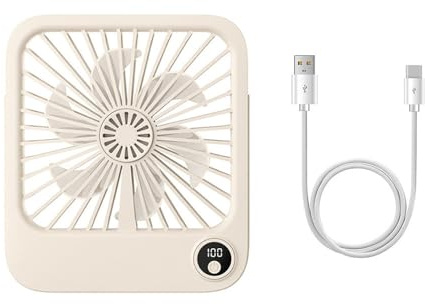 MiOYOOW Ventilador de mesa, Ventilador de escritorio de 5 velocidades, Ventilador silencioso USB LED pequeño Ventilador colgante con pie plegable de 180 ° para el hogar dormitorio dormitorio oficina