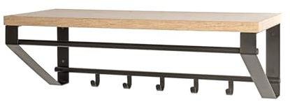 HAKU Möbel Wandgarderobe Eiche hell, schwarz, MDF, Metall - Maße: B 70 x H 23 x T 30 cm, Style: Modern