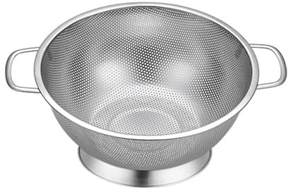 BYWXW Passoire de Cuisine, Passoires en Acier INOX Microperforée avec Poignées, pour égoutter et filtrer Les pâtes, Riz, Fruits, légumes, Passe au Lave-Vaisselle(Size:22.5CM,Color:Silvery)
