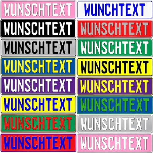 Generisch Nummernschild KFZ Kennzeichen Pink Schwarz Silber blau gelb grün rot Weiss Fun Schild Bunt Wunschkennzeichen