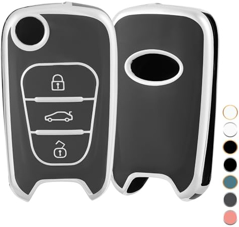 OFF WE GO Autoschlüssel Hülle Schlüsselhülle Cover für Hyundai i30 i20 i10 ix20 ix35 Schlüsselcover Schlüsselbox für Kia Sportage Ceed Soul Rio Picanto Venga TPU Schlüssel Schutz Gehäuse, Grau Silber