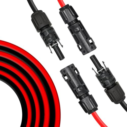 Trisinger 6mm² Solarkabel Verlängerung 2×15m, Solarmodule Solar Verlängerungskabel 6mm2 15m, Solarpanel Solar Kabel mit IP68 Wasserdicht 1500V Solarstecker für Solaranlage Photovoltaik System