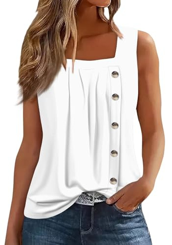 Tee Shirt Femme Long Debardeur Femme Noir Fluide Top Bretelles Spaghetti Top Femme Debardeur Noir Femme Chic Et Élégant Debardeur Grande Taille Femme Vêtements Femme Été Blanc XL