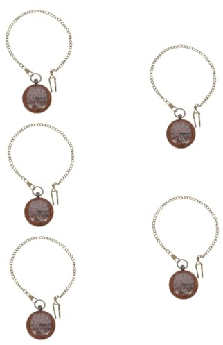 WRITWAA 5stücke Holz Taschenuhr Retro Stil Mit Kette Elegante Kettenuhr Für Herren Präzise Zeitmessung Langlebige Materialien Für Besondere Anlässe