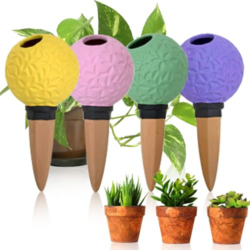 RoseFlower Irrigatore Automatico per Vasi, Set di 4 Innaffiare Piante in Vacanza, Irrigazione a Goccia Distributore d'Acqua per Interni ed Esterni, Ufficio Domestico, Giardino