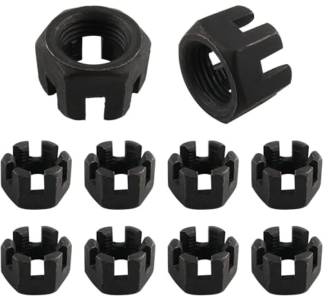 AUXBC 5PCS M14x1.5mm Black Hexagon Slotted Nut, Grade 4.8 Carbon Steel Hex Castle Nut for Machinery Repairing Furniture Fastener