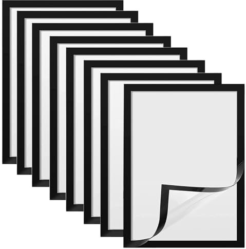 8 Stück Magnetrahmen Für A3/A5, Magnetische Bilderrahmen Set Mit Selbstklebender Rückseite Für Fenster, Wände, Kühlschränke, Kinderbilder Bilderrahmen (Schwarz,A5)
