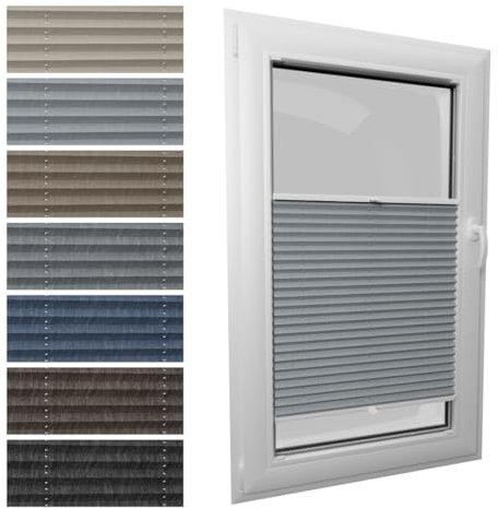 STELGE - Melange Plissee mit Bohren I auf Maß gefertigt I Breite 30-129 cm I Höhe 50-230 cm I Blickdichte und lichtdurchlässige Rollos I 7 Farben Melange-Stoff (Höhe von 150 cm bis 230 cm)