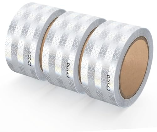 QILIMA Reflektierendes Klebeband Weiß, 3 Rollen Reflektorband Selbstklebend | reflektierendes Klebeband (50mm x 9m) in Weiß. Wasserdicht & selbstklebend – ideal für Fahrrad, Auto & Anhänge