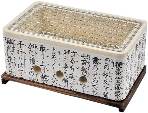 Mesa de barbacoa japonesa 4 en 1 de cerámica Hibachi parrilla de carbón portátil para acampar y cocinar al aire libre