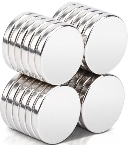 24 Stück Magnete Stark 20x3mm Neodym Magnete Extra Stark, Starke Magneten Flach Rund Magnet für Magnettafel, Whiteboard, Kühlschrankmagnete für Handwerk, Zuhause, Küche, Büro