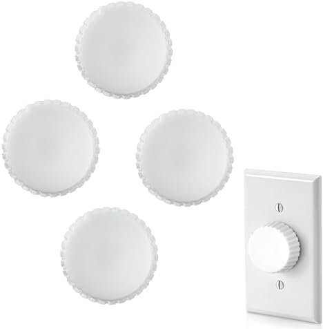 Dreyoo 4 Pack Rotary Dimmer Replacement Knob Compatible with Lutron RK-WH, Dimmer Switch Knob Upgraded Wave Edge Design, White