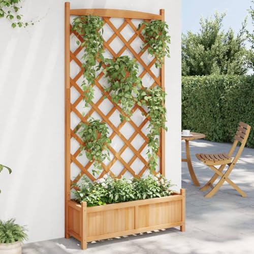 Festnight Pflanzkasten mit Rankgitter 90x35x180 cm Pflanzkübel mit Rankhilfe Blumenkasten Garten Hochbeet mit Rankgitter Blumenkübel Holz Spalier mit Pflanzkasten Rankkasten Terrasse