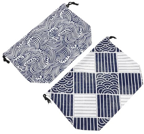 PHENOFICE 2stücke Bento-beutel Mit Kordelzug Waschbare Lunch-tasche Aus Geräumige Brotdose Aufbewahrungstasche Für Schule Büro Und Picknick Japanischer Stil Lunch Storage Pouch